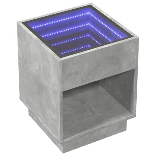 Маса за кафе с Infinity LED, бетонно сива, 40x40x50 см