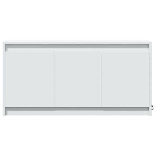 ТВ шкаф с LED, бял, 100x34x50 см, инженерно дърво