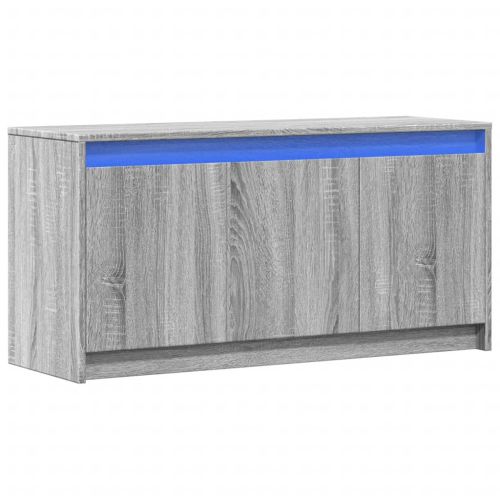 ТВ шкаф с LED, сив сонома, 100x34x50 см, инженерно дърво