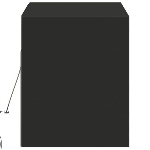 Стенен ТВ шкаф с LED осветление, черен, 100x31x38 см