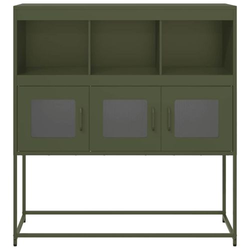 Бюфет, маслиненозелен, 100,5x39x107см, студеновалцувана стомана