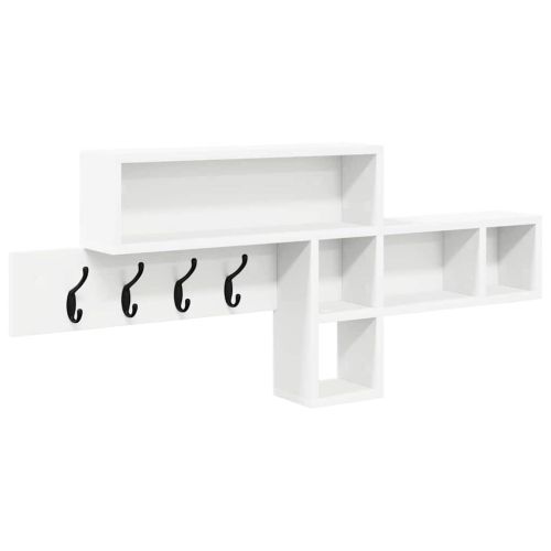 Стенен закачалка за палта с рафт Бяло 100 x 12 x 43,5 см