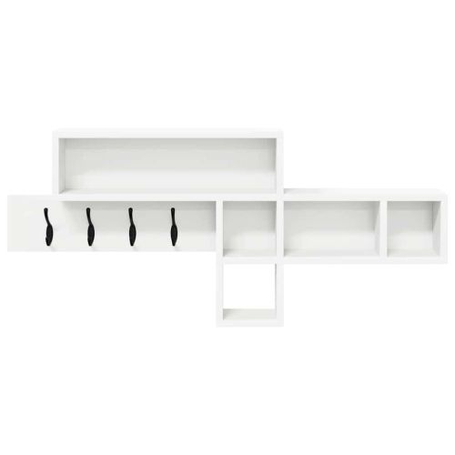 Стенен закачалка за палта с рафт Бяло 100 x 12 x 43,5 см