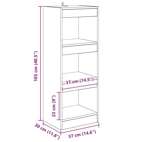 Шкаф за книги Черен дъб 37 x 30 x 103 см Инженерно дърво