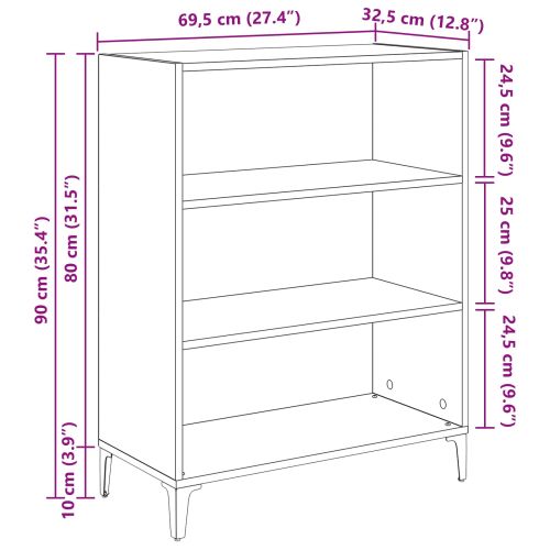 Служебен шкаф Черния дъб 69,5 x 32,5 x 90 см Инженерно дърво