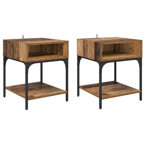 Нощно шкафче 2 pcs Старо дърво 40 x 40 x 50 cm Инженерно дърво