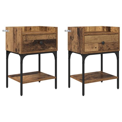 Нощно шкафче 2 pcs Старо дърво 40 x 29 x 60 см Инженерно дърво