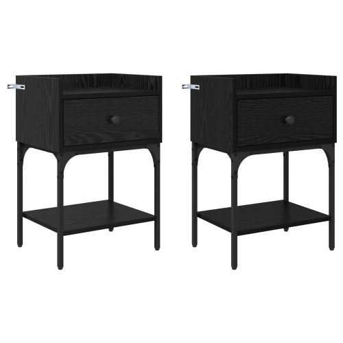 Нощно шкафче 2 pcs Черния дъб 40 x 29 x 60 см Инженерно дърво