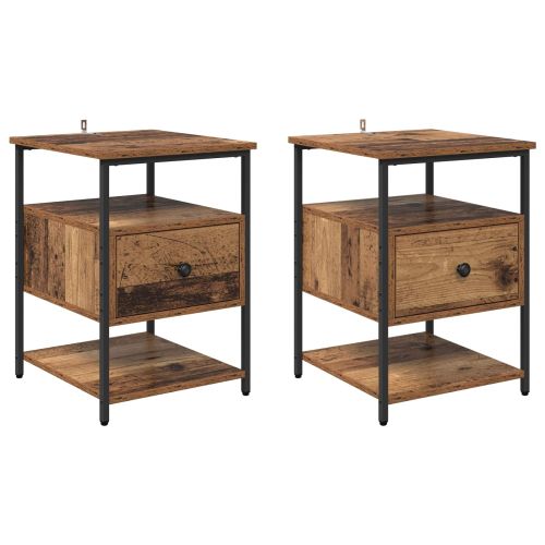 Нощен шкаф 2 pcs Старо дърво 40 x 42 x 56 см Инженерно дърво