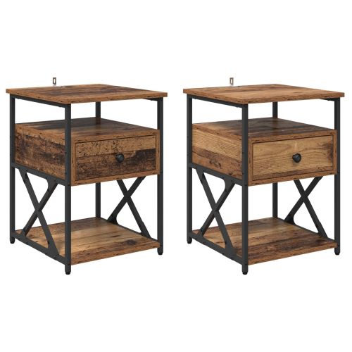 Нощен шкаф 2 pcs Старо дърво 40 x 42 x 55 см Инженерно дърво