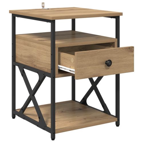 Нощен шкаф с чекмедже 2 pcs Дъб 40 x 42 x 55 см Инженерно дърво