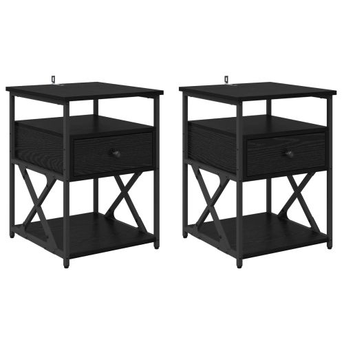 Нощен шкаф 2 pcs Черния дъб 40 x 42 x 55 см Инженерно дърво