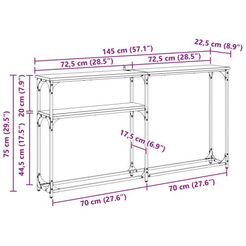 Конзолнамаса Дъб 145 x 22,5 x 75 см Инженерно дърво