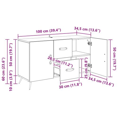 Служебен шкаф Черния дъб 100 x 36 x 60 см Инженерно дърво