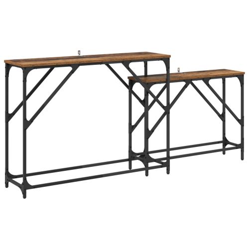 Конзолна маса 2 pcs Старо дърво 100 x 28 x 75 см