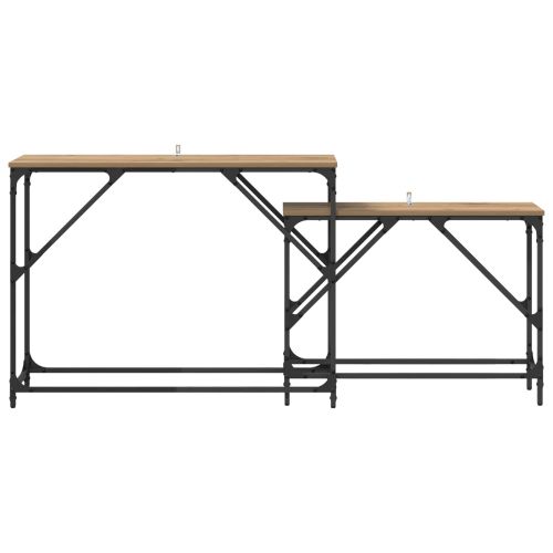 Конзолна маса 2 pcs Дъб 100 x 28 x 75 см Инженерно дърво