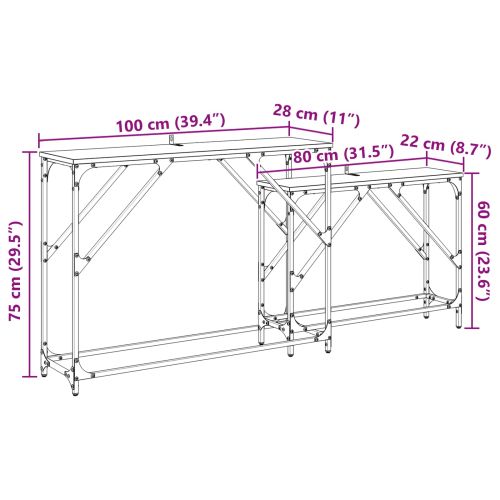 Конзолна маса 2 pcs Черния дъб 100 x 28 x 75 см Инженерно дърво