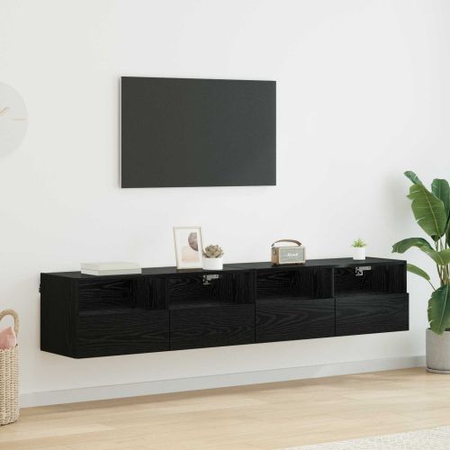 Кабинети за телевизор на стената 2 pcs Черния дъб