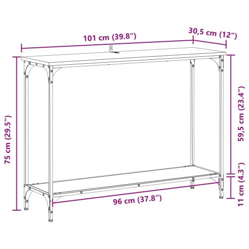 Конзолна маса Черен дъб 101 x 30.5 x 75 см Инженерно дърво