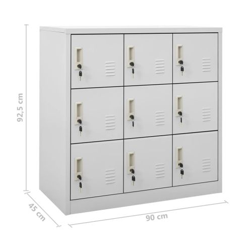 Заключващи се шкафове, 2 бр, светлосиви, 90x45x92,5 см, стомана