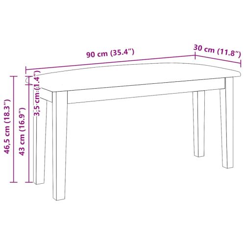 Пейка 90 cm Масивна дървесина Гума