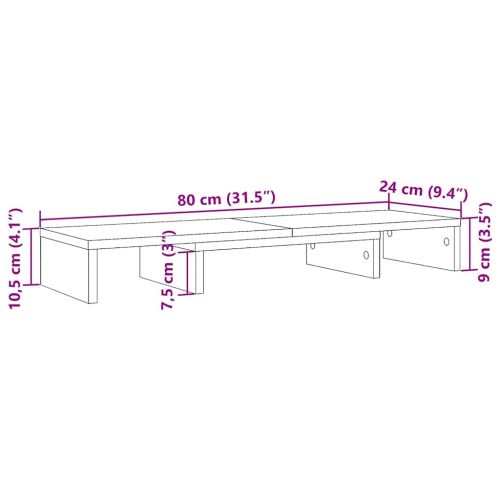Повдигаща стойка за монитор черна 80x24x10,5 см инженерно дърво