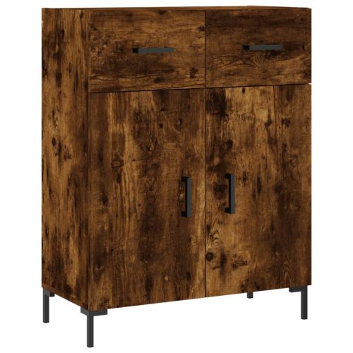 Висок шкаф, опушен дъб, 69,5x34x180 см, инженерно дърво