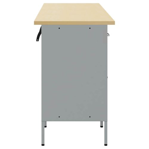 Работен кабинет с чекмедже 4 pcs Черен и Сив 200 x 55 x 85 см