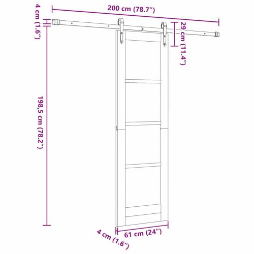 Преплъзваща се врата Естествено и черно 61 x 198,5 см
