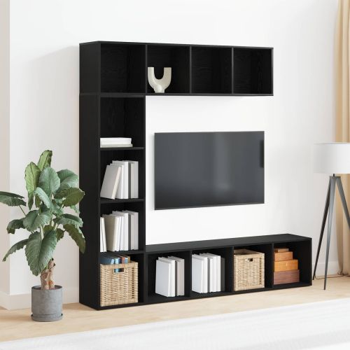 Рафт за книги 3 pcs Черния дъб 36 x 30 x 143 cm Инженерно дърво