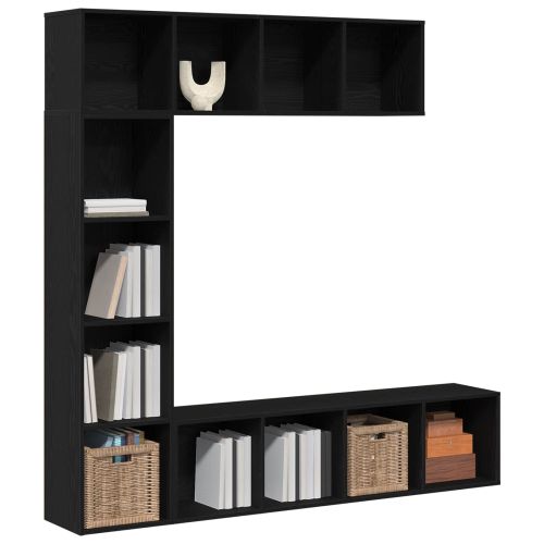 Рафт за книги 3 pcs Черния дъб 36 x 30 x 143 cm Инженерно дърво