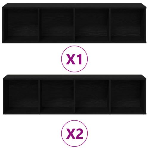 Рафт за книги 3 pcs Черния дъб 36 x 30 x 143 cm Инженерно дърво