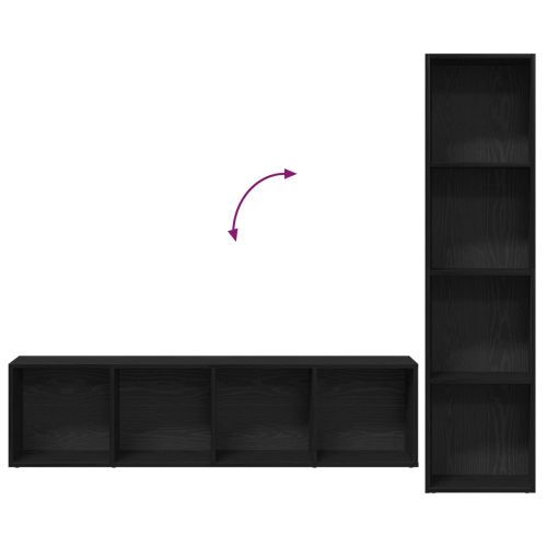 Рафт за книги 3 pcs Черния дъб 36 x 30 x 143 cm Инженерно дърво