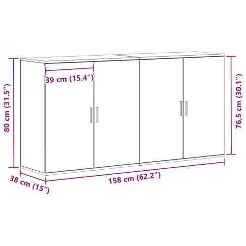 Служебен шкаф 2 pcs Старо дърво 79 x 38 x 80 см Инженерно дърво