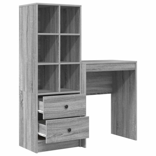 Бюро с чекмедже с рафт със съхранение 2 pcs Сив Сонома