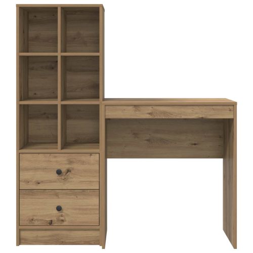 Бюро с чекмедже с рафт със съхранение 2 pcs Дъб
