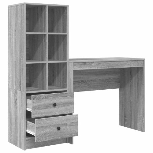 Бюро с чекмедже с рафт със съхранение 2 pcs Сив Сонома