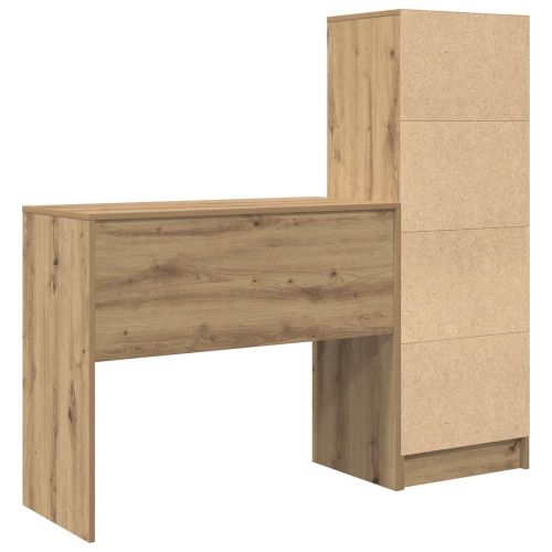 Бюро с чекмедже с рафт със съхранение 2 pcs Дъб