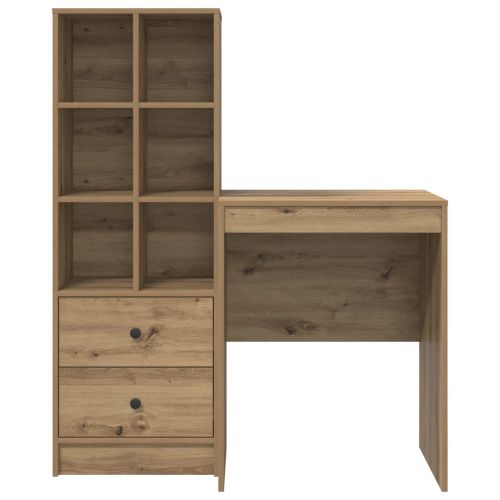 Бюро с чекмедже с рафт със съхранение 2 pcs Дъб