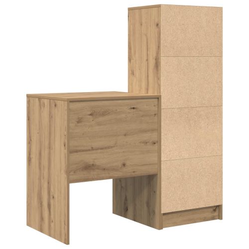 Бюро с чекмедже с рафт със съхранение 2 pcs Дъб
