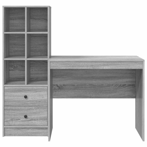 Бюро с чекмедже с рафт със съхранение 2 pcs Сив Сонома