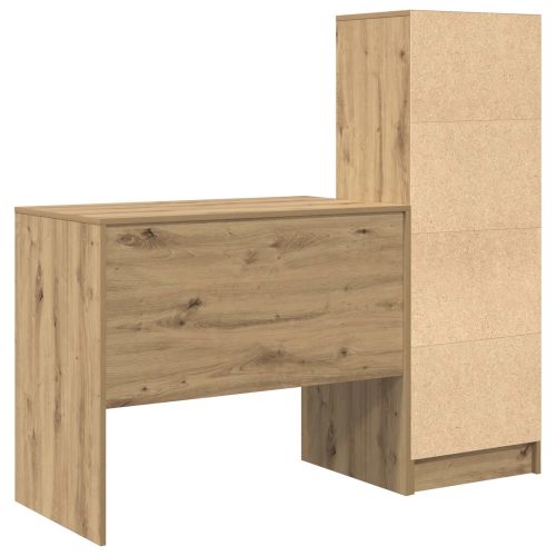 Бюро с чекмедже с рафт със съхранение 2 pcs Дъб