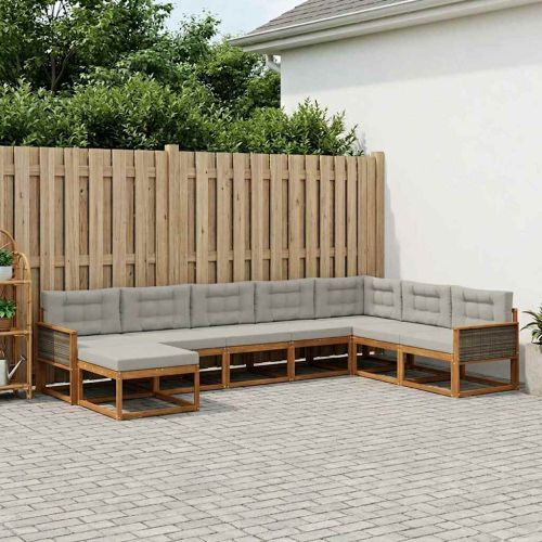 Комплект дивани за открито 8 pcs Натурално и светлосиво