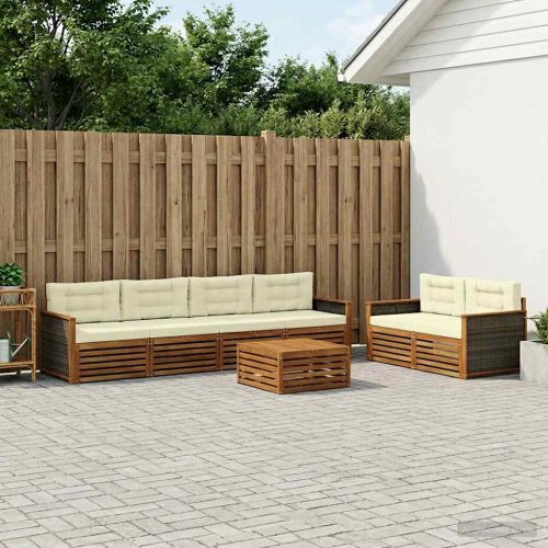 Комплект дивани за открито 7 pcs Натурален и Крема