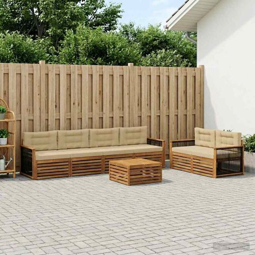 Комплект дивани за открито 7 pcs Натурален и Бежов