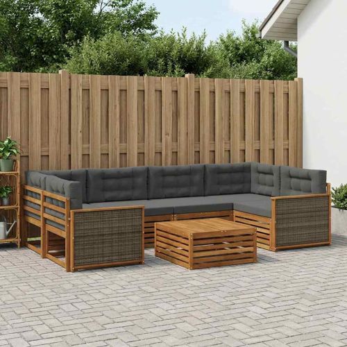 Комплект дивани за открито 7 pcs Натурален и Антрацит