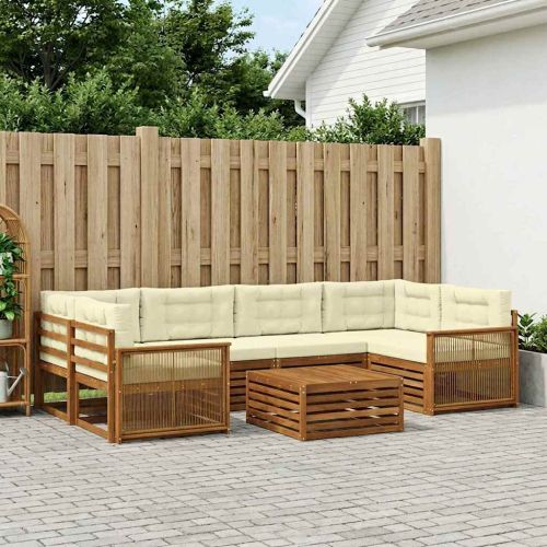 Комплект дивани за открито 7 pcs Натурален и Крема