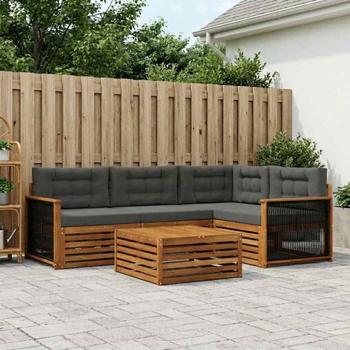 Комплект дивани за открито 5 pcs Натурален и Антрацит