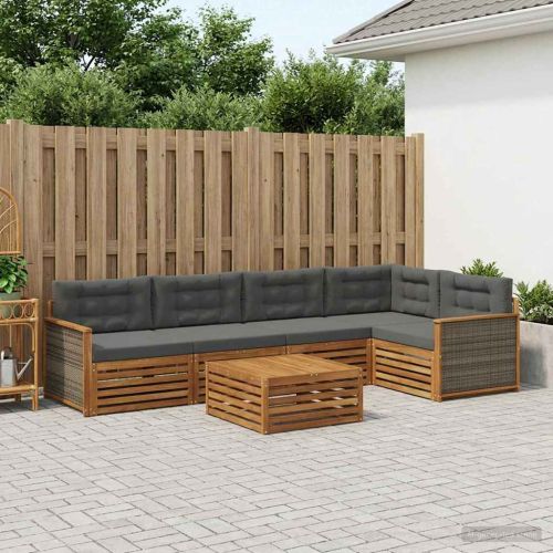 Комплект дивани за открито 6 pcs Натурален и Антрацит