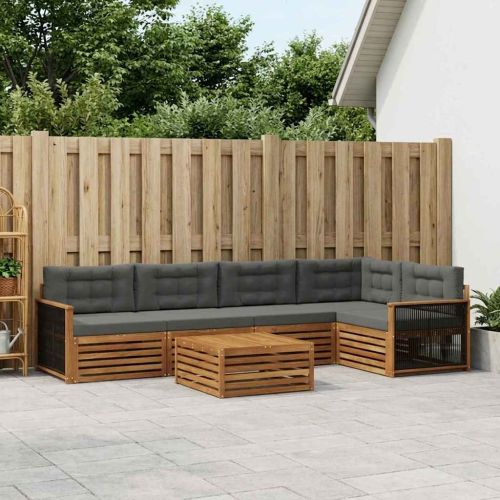 Комплект дивани за открито 6 pcs Натурален и Антрацит